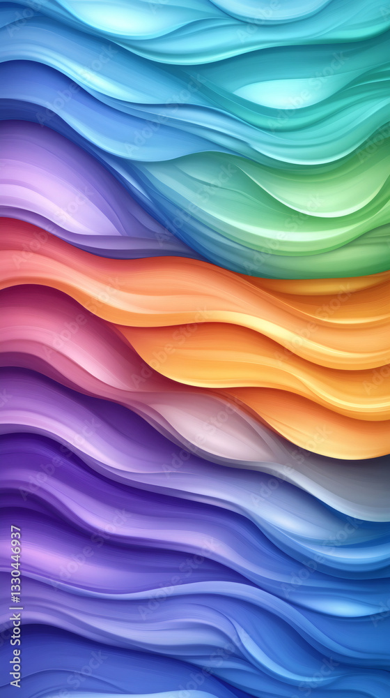 Poster Smooth flowing waves create a colorful and dynamic abstract background, perfect for modern and creative design projects