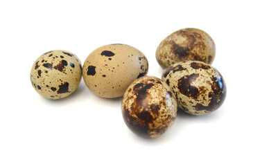 Fototapeta premium Quail eggs are isolated on a white background