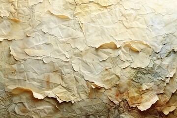 Vintage Parchment Paper Close-up Against Cream Textured Concrete Wall