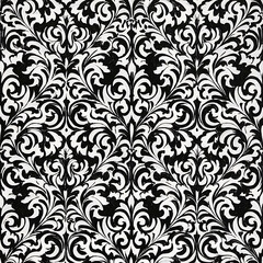Fototapeta premium black and white painting, pattern of flowers damask patternsuitable for textiles ceramic tiles and various designs