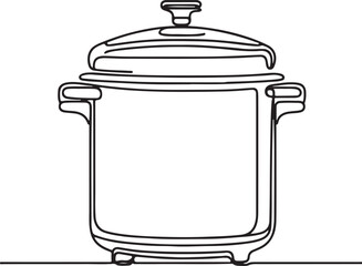 Pressure Cooker Line Drawing Vector 