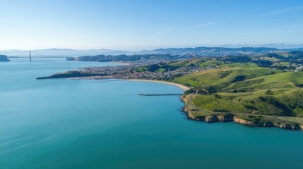Fototapeta premium Coastal cityscape view of San Francisco Bay Area