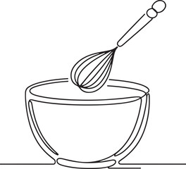 Line Art of a Mixing Bowl – Clean Vector