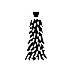whimsical feathers dress stylish clothes glyph icon vector illustration