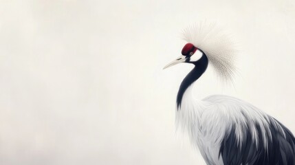 Obraz premium Elegant crane portrait against a soft backdrop