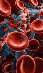 Microscopic view revealing the intricate details of red blood cells within the circulatory system