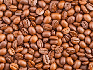 Fototapeta premium Roasted coffee beans creating rich brown textured background