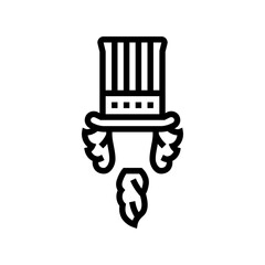 hat beard uncle sam line icon vector illustration