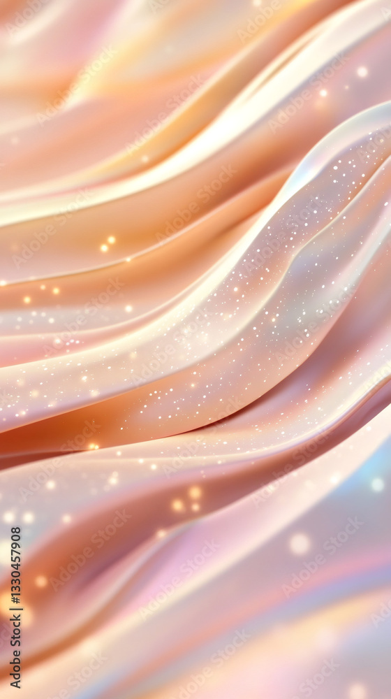 Aufkleber Lustrous pearl fabric draping softly, creating shimmering bokeh background with glamorous, sophisticated elegance
