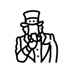 uncle sam pointing pose line icon vector illustration