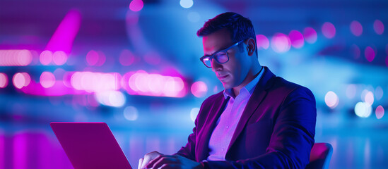 Aerospace Businessman Innovating in a Tech Lab Environment