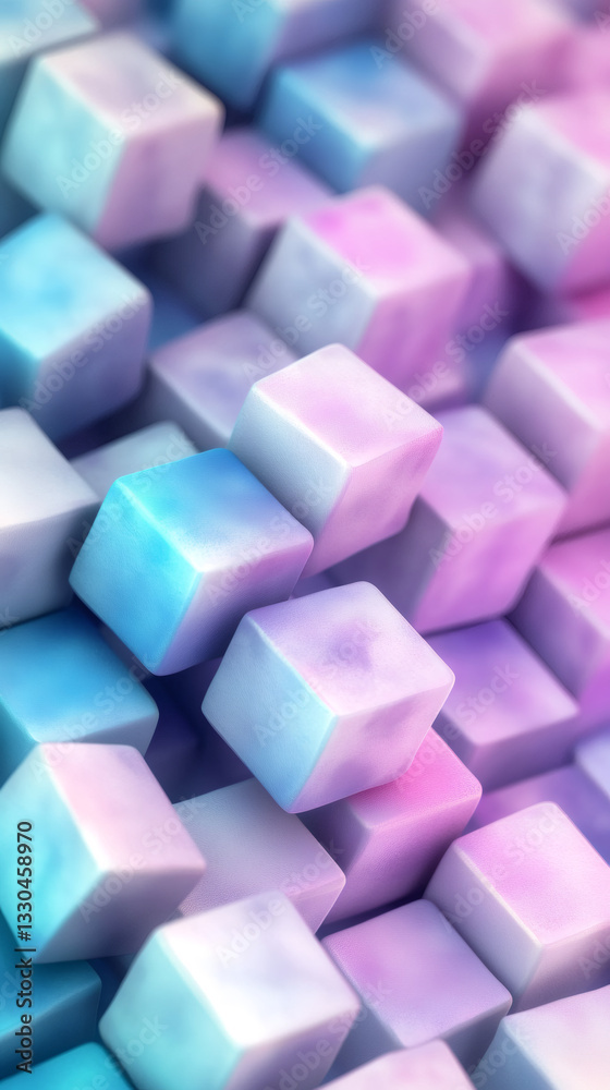 Poster Abstract background showing a set of pastel-colored cubes forming a three-dimensional structure