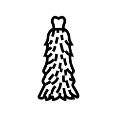 whimsical feathers dress stylish clothes line icon vector illustration