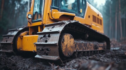 Vibrant Urban Landscape with Ground Leveling Equipment