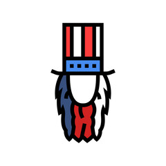 patriotic beard hat combo color icon vector illustration