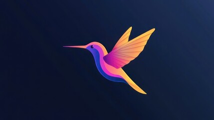 Colorful hummingbird in flight, vibrant gradient design