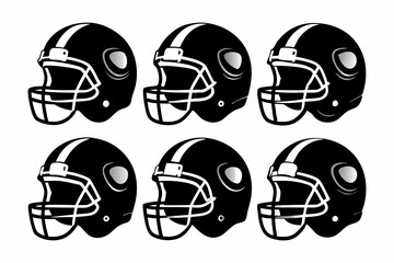 american football helmet set line art silhouette vector illustration