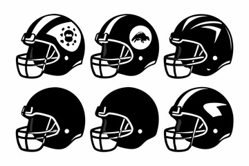 american football helmet set line art silhouette vector illustration