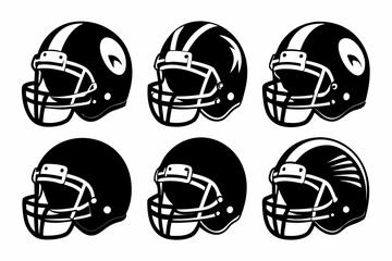 american football helmet set line art silhouette vector illustration