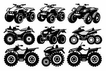 Obraz premium atv vehicle set line art silhouette vector illustration