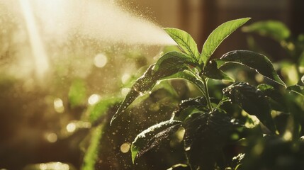 Close-Up of Pest Control Spray in Vegetable Garden