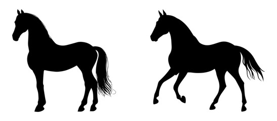 A flat vector silhouette streamlined horse with emphasizing a modern and minimalist aesthetic