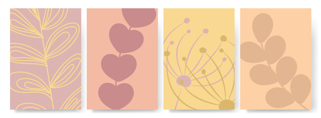 Trendy foliage art background vector. Canvas art for wallpaper, wall arts, prints, fabric, pattern and packaging. Vector aesthetic modern illustration of leaves and plants.