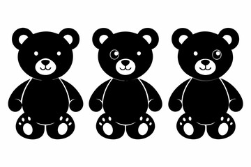 teddy bear sign set line art silhouette vector illustration
