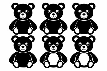 Fototapeta premium teddy bear sign set line art silhouette vector illustration