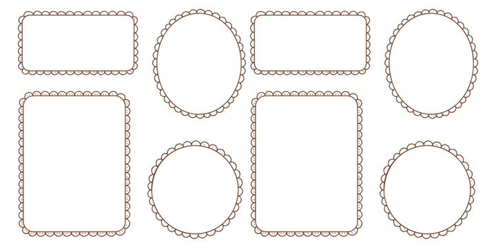 Border frame scallop edge rectangle a collection of border frames featuring scalloped edges in various shapes such as rectangles, ovals, and circles. The set includes wave, scallop, and squiggly.