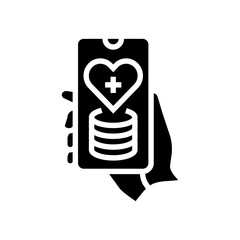 smartphone with health data medicine glyph icon vector illustration