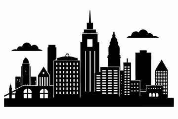 Obraz premium boston city skyline line art silhouette vector illustration