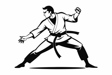 karate man line art silhouette vector illustration