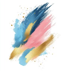 Abstract brush strokes with glitter, isolated on a white background