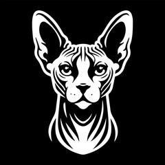 The black and white logo of the Abyssinian cat's head. Vector graphics. EPS.