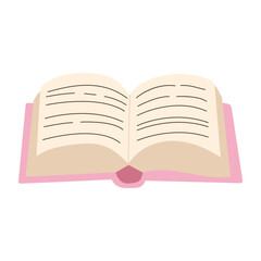 A book is open to a page with a pink cover. The book is titled 