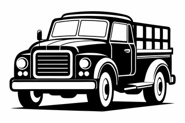 truck line art silhouette vector illustration