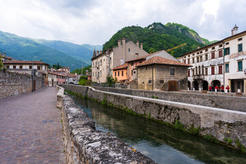 view of the river Meschio in Vittorio Veneto Serravalle