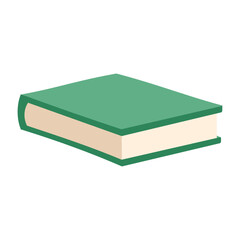 A green book with a white spine. The book is open to the middle of the page. The book is titled 