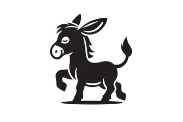  Silhouette icon of a Donkey , isolated on a white background