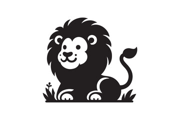  Set of Cartoon Styel Lion Silhouette , isolated on a white background