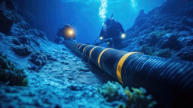 Underwater cable laying by divers