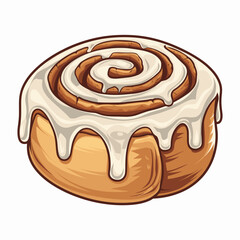Cartoon Cinnamon Roll with Dripping Icing