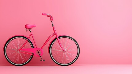 Pink Pixel Art Bicycle on Pink Background