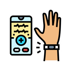 biometric health sensor healthcare innovation color icon vector illustration