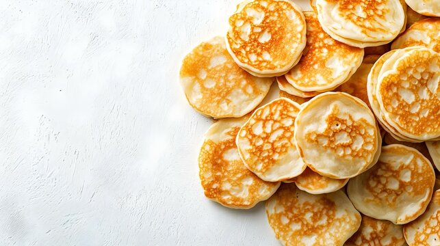 fresh homemade blinis top view isolated on white