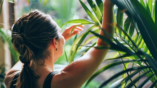 Frau genie&szlig;t die Natur mit geschlossenen Augen
