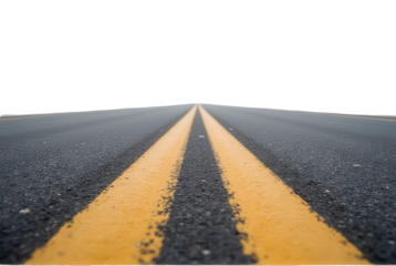 Straight Road with Yellow Lines Under Clear Blue Sky Perspective View