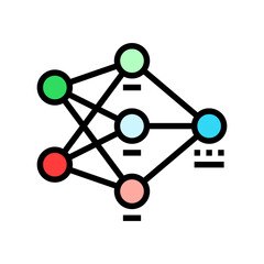 neural network diagram machine learning color icon vector illustration