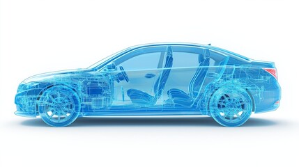 3D transparent view of car showcasing its internal components and innovative design features for optimal performance